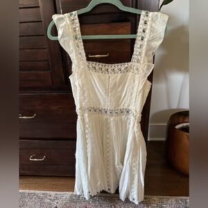 Free People Cream Lace-Trimmed Boho Dress